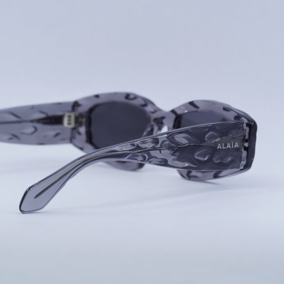🕶️ New Azzedine Alaïa AA0079S 004 Sunglasses- Shiny Transparent Dark Grey Frame - Picture 9 of 11